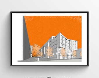 Art Print [Orange Line] Art Print-Arlington, Virginia with Customized Portrait