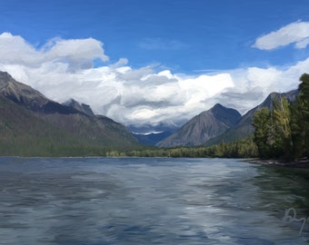 Parque Nacional Glacier Descarga digital Pintura al óleo - 4K Ultra Alta Definición
