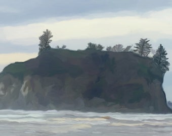 Island Cliff Descarga digital pintura al óleo - 4K Ultra High Def