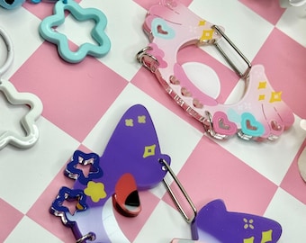 C.5 Pkm Acrylic Carabiner | Kawaii Dark Carabiner| Fairy Core Cute | Keychain Collectors | Keychain Holder | Colorful Collection Carabiner