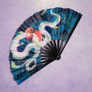 P3. Festivalfläkt, Ravefläkt, Självlysande fläkt, Reflekterande fläkt, Kawaiifläkt, Cool fläkt, Söt fläkt, Sommarfläkt Dragon