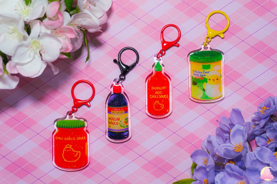 Sauces Keychains, Cute Keychains, Kawaii Keychains, Chicken Sauce