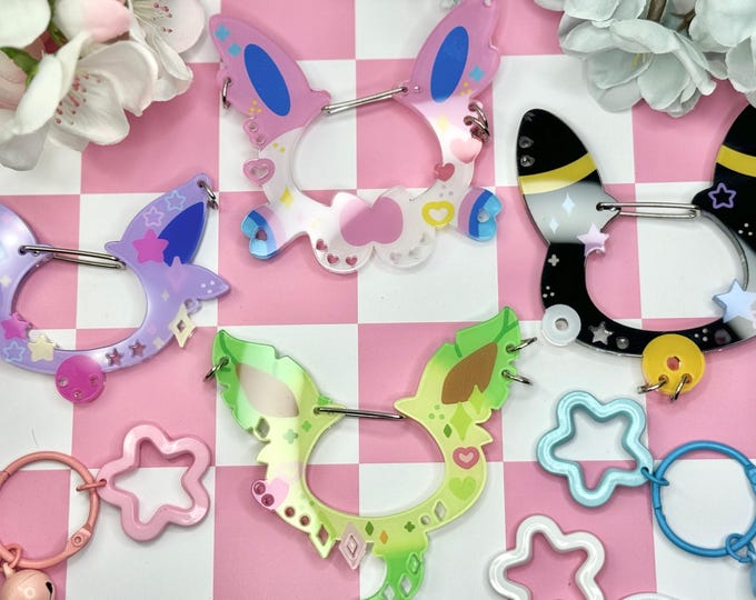 l Please read description below I C.3 Pkm Acrylic Carabiner | Kawaii Bunny Carabiner| Ribbon Cute | Keychain Collectors | Keychain Holder |