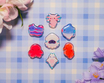 S5 Cute Sea Animal Shoe Charms/ kawaii/ Acrylic/ Shiny acrylic/ Reflective/ Ocean animal/ Octopus/ Axololt
