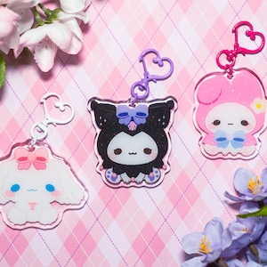 Cute Animal Keychains, Cute keychains, Black rabbit, White rabbbit, Pink Rabbit, kawaii keychains