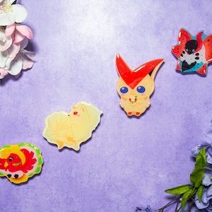 V.X Fire Type/ Cute Animal Charm Grips/Kawaii grip/ Acrylic grips/Glitter acrylic grips/ Poke Phone Grips/ hooh/ 9tails