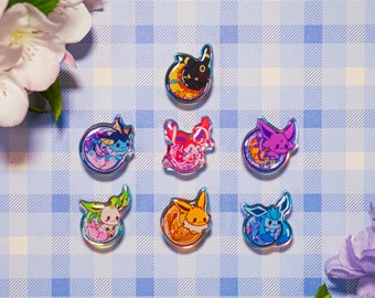 S10. Cute fantasy Animal Shoe Charms/ evlutions kawaii/ Acrylic/ Shiny acrylic/ Reflective