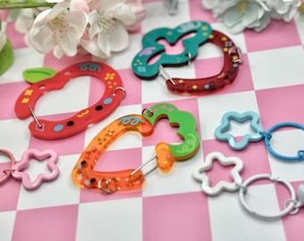C.6  Acetate Fruit Carabiner| Kawaii Carrot Carabiner| Apple Strawberry | Keychain Collectors | Keychain Holder | Fruit Collection Carabiner