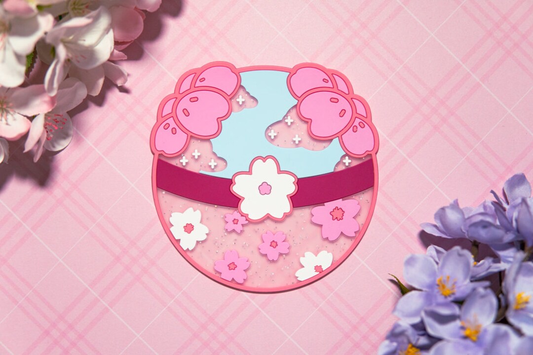 Cute Coaster, Cherry Blossom Kawaii Coaster, Pokeball Coaster, Kawaii