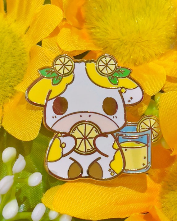 Cow Enamel Pin, Cute Enamel Pin, Strawberry cow, boba cow, blueberry cow, lemon cow, cute cow pins, grape cow, kawaii enamel pin