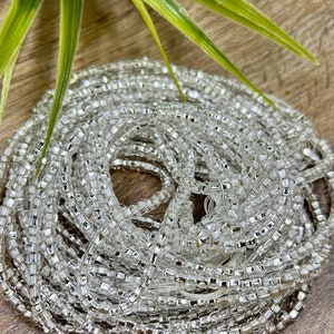 Silver waist chain, permanent tie on luxury waist beads, super bling waistbeads, perfect beaded gift, weight loss and self care jewelry