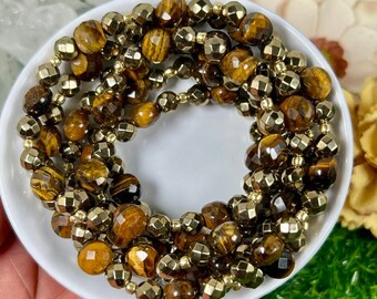 Root chakra waist beads, Super sparkly gold hematite and Tiger&#39;s eye waist beads, for grounding and overall health