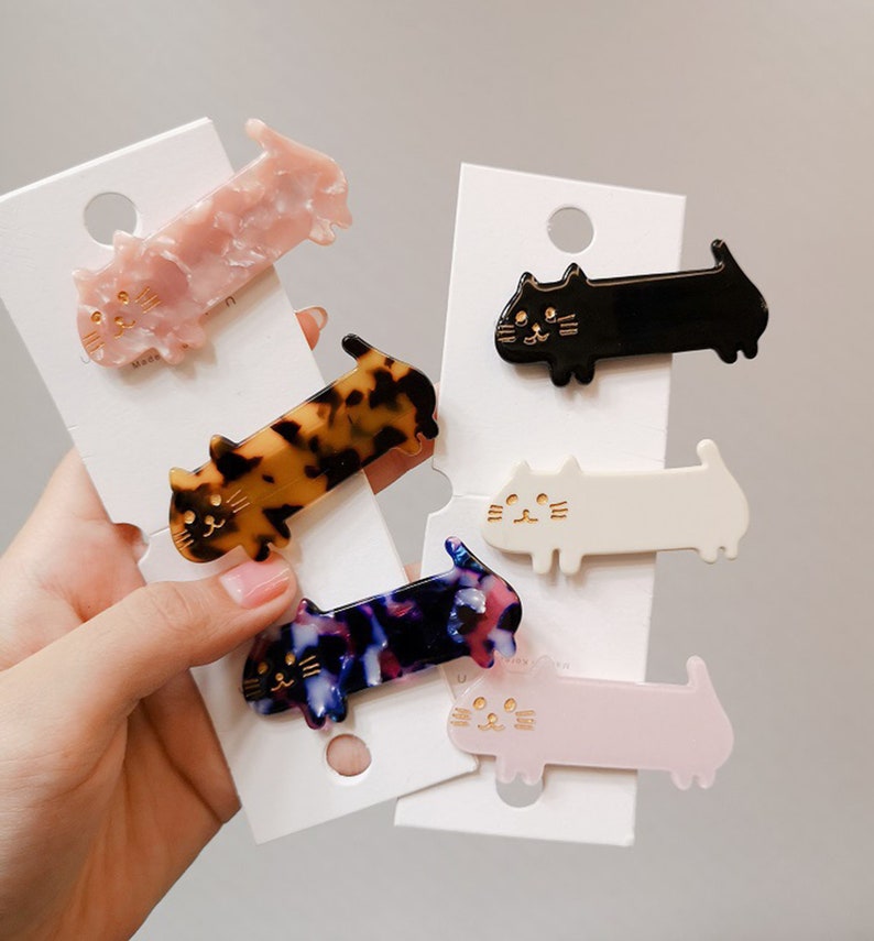 Cute Cat Hair Clipskawaii Cat Hair Clipacrylic Cat Etsy