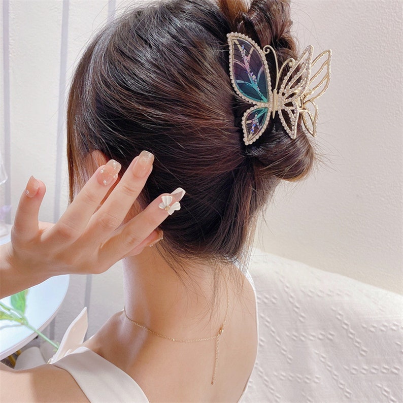 Rhinestone Butterfly Hair Clawbutterfly Hair Clipluxury Hair Etsy