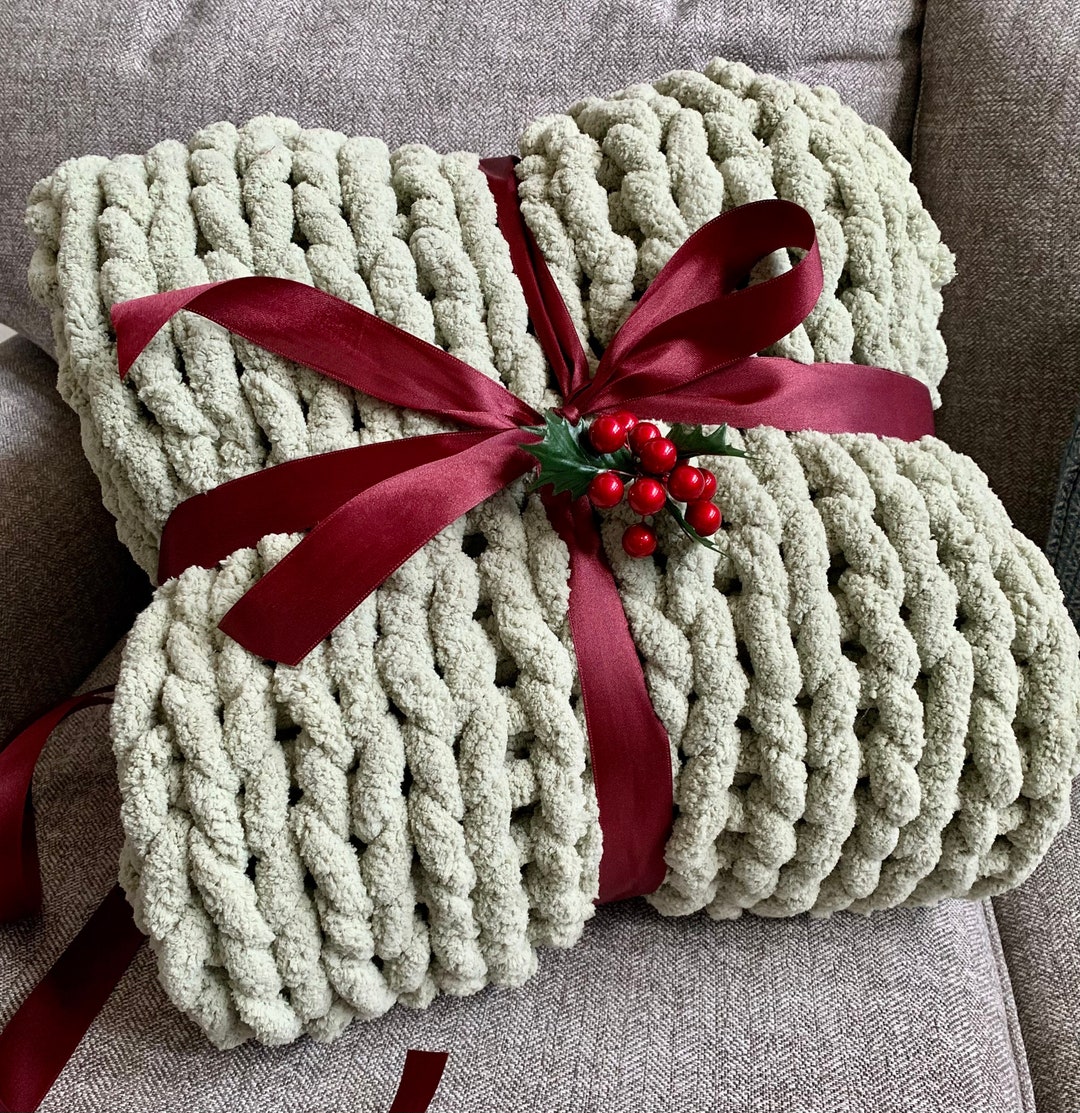 Handmade Chunky Knit Blanket Chunky Knit Blankets Soft Cozy Etsy