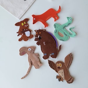 The grufalo inspired puppets, Christmas gift for toddlers, Gruffalo, felt woodland puppets, puppet story creatures