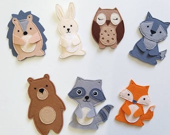 Felt Forest Finger Puppets: Woodland Animal Toys, Montessori Gift