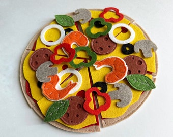 Pizza felt set; Handmade felt food for kids;  Felt Play Food; Kitchen toy