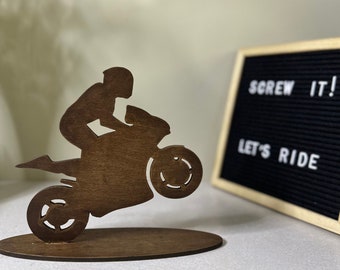 Motorcycle Handcrafted Wooden Gift; Biker Wooden Figurine; Father's Day Gift; Gift For Him; Garage gift; Gift for Husband