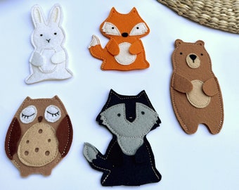 Felt Woodland Animal Finger Puppets: Montessori Baby Toys