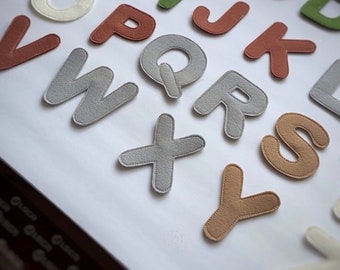Magnetic Felt Alphabet, Felt Letters; Preschool alphabet; learning ABCs; Boho style; Sensory toy, Montessori toy.