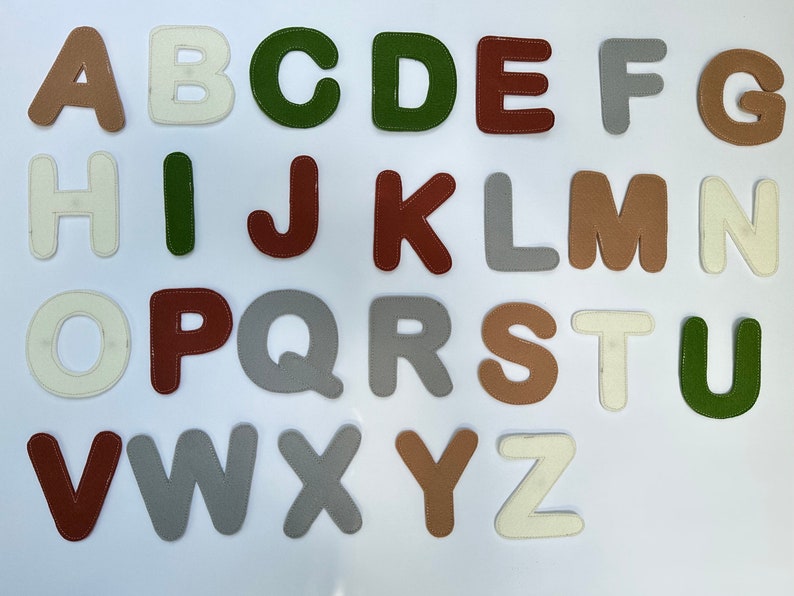 Alphabet en feutre magnétique, lettres en feutre Alphabet préscolaire apprendre l'ABC Style bohème Jouet Montessori Retour à l'école image 6