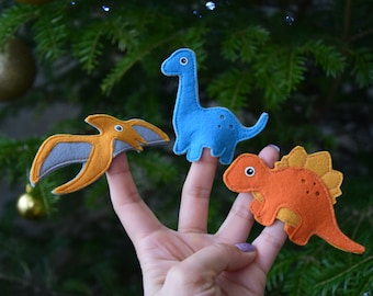 Dinosaur Finger Puppets, Christmas Gift for Kids, Dino Felt Jurassic World Quiet  toys, Ready to Ship,  Toddler Birthday Gift