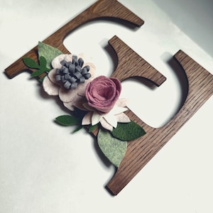 Personalized floral wooden letter; Boho Nursery wall decor; Personalized gift; Large Wooden letter