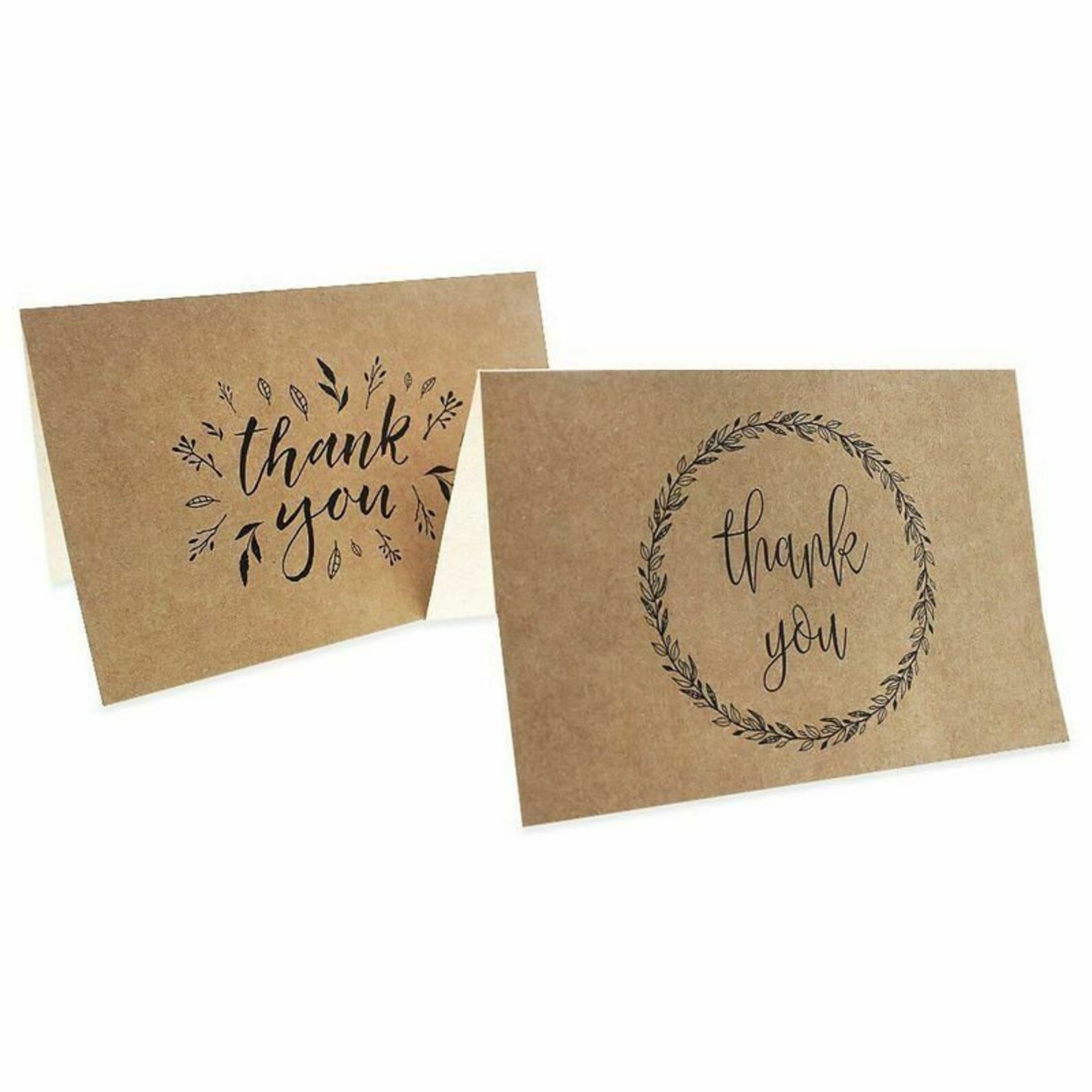 36 Pcs Thank You Cards Bulk Set Kraft Paper Handwritten Style Etsy