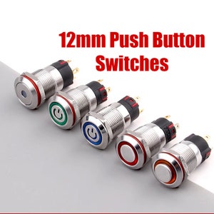 12mm Metal Push Button Switch - Self-locking and Self-resetting with Indicator Light Cozy Car Interior 3A Power Ring for Boat Car Motorcycle