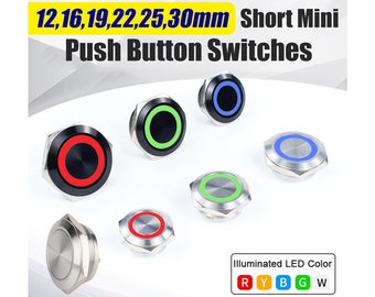Mini Illuminated LED Push Button Switch: Waterproof Metal Momentary Button