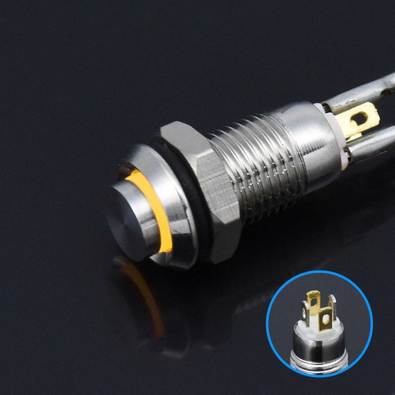 8MM Metal Push Button Switch LED Momentary Latching Waterproof 4Pin Self  Locking