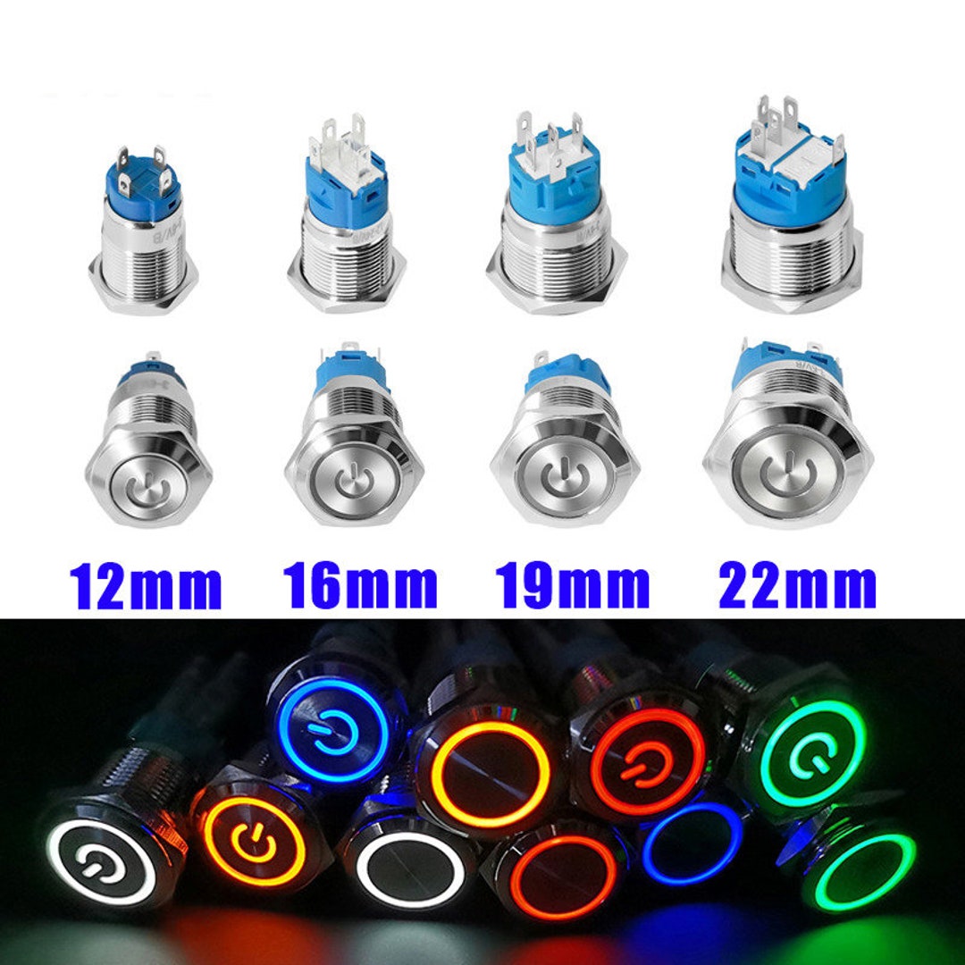 8MM Metal Push Button Switch LED Momentary Latching Waterproof 4Pin Self  Locking