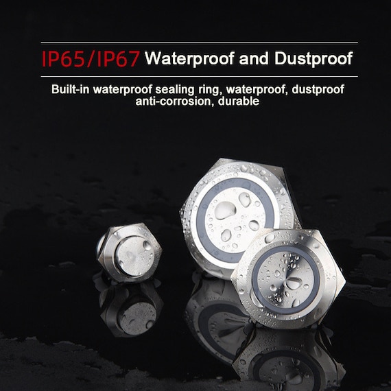 Pulsante LED Impermeabile 12mm – Interruttore Momentaneo Auto Con Luce Rossa, Filettatura 12mm, Terminali A Vite, Per Accessori Elettrici Auto E Moto