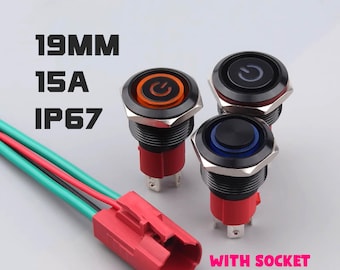15A Waterproof Metal Button Switch: 19mm LED Indicator, Car Boat Horn