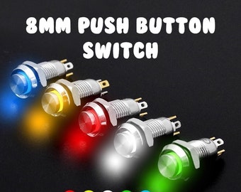 8MM Metal Push Button Switch LED Momentary Latching Waterproof 4Pin Self  Locking