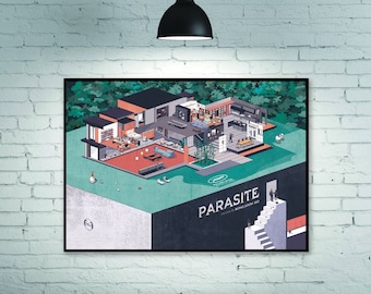 Koreaanse film, parasiet filmposter, filmposter, filmposter, kamerdecoratie woondecoratie kunstposter frameloos