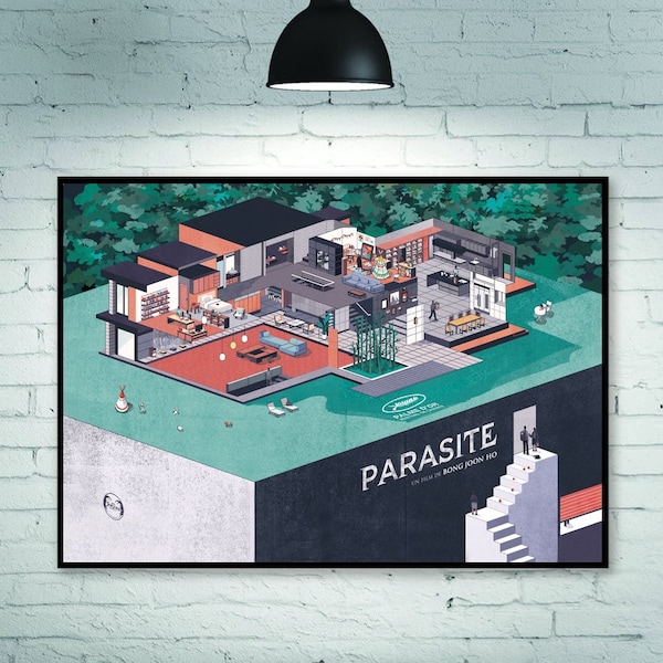 Korean movie, Parasite movie Poster, Movie Poster, Film Poster, Room Decoration Home Decoration Art Poster Frameless