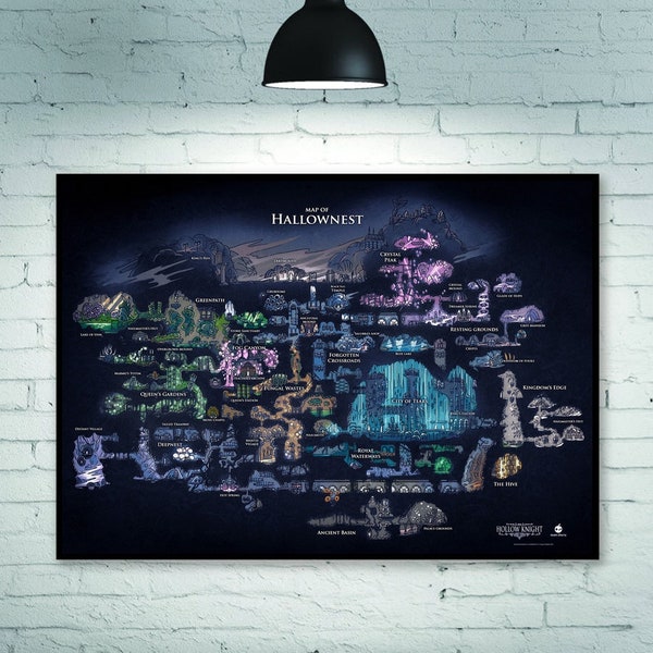 Hollow Knight Map Poster copertina del poster del videogioco Poster del gioco poster su tela, poster d'arte murale decorazione della casa, decorazione della stanza del giocatore