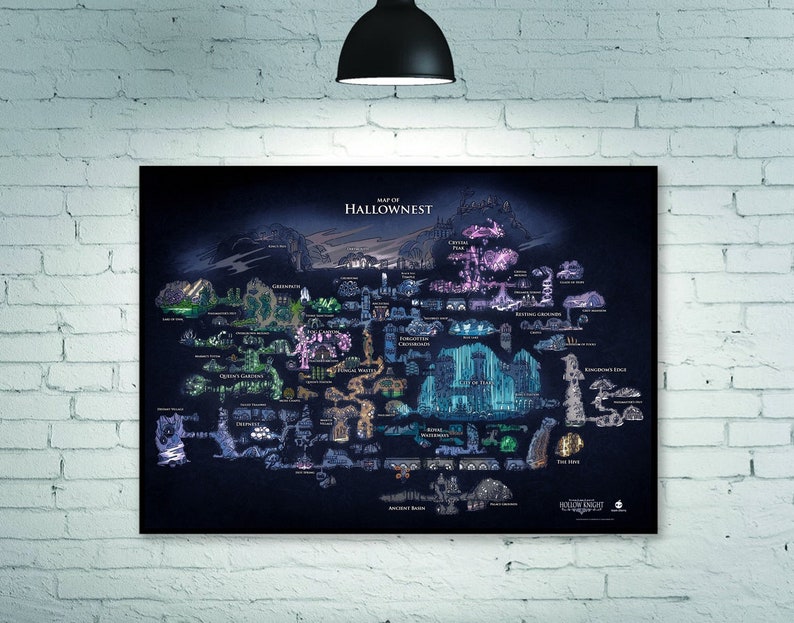 Hollow Knight Map Poster copertina del poster del videogioco Poster del gioco poster su tela, poster d'arte murale decorazione della casa, decorazione della stanza del giocatore immagine 1