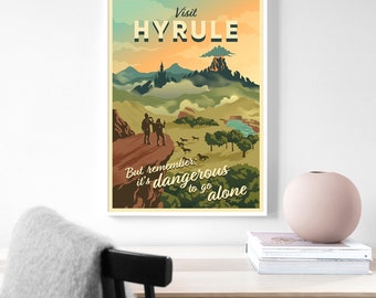 Legende van Zelda Hyrule reisposters video game poster canvas poster, muurschildering, kunstposter, huisdecoratie, speler kamer decoratie