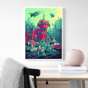 Futurama Pittura poster artistico, Decorazione della stanza Decorazione domestica Poster artistico senza cornice