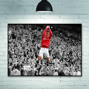 Cristiano Ronaldo Poster, ikonische Aktion, Cristiano Ronaldo kehrt für Manchester United-Debüt zurück, Raumdekoration Dekoration Rahmenlos