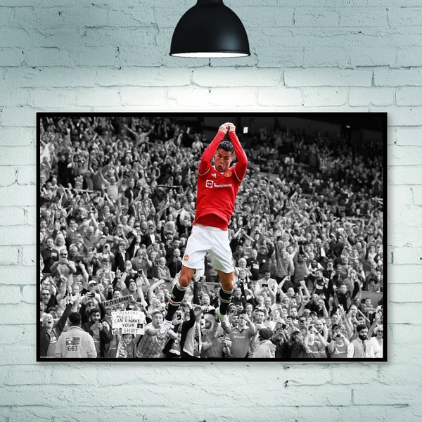 Affiche de Cristiano Ronaldo, action emblématique, Cristiano Ronaldo revient pour ses débuts à Manchester United, décoration de la chambre Décoration de la maison Sans cadre