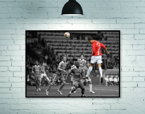 Cristiano Ronaldo Poster, Ronaldo Poster, Football Poster, Header, Manchester United VS Chelsea, room decoration Home Decoration Frameless