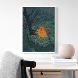 Dark Souls Bonfire Art Prints cubierta de póster de videojuego póster de póster de juego póster de lienzo, póster de arte mural decoración del hogar, decoración de la habitación del jugador