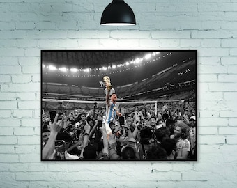 Champions de la coupe du monde 2022, affiche Lionel Messi, affiche de football argentine, décoration de la chambre décoration de la maison affiche d'art sans cadre
