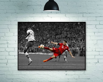 Affiche de Robert Lewandowski, coup brillant pour marquer, affiche de football, décoration de chambre décoration de la maison sans cadre