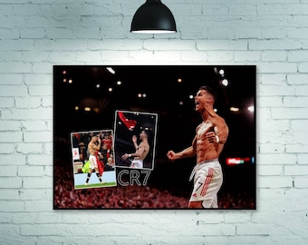 Cristiano Ronaldo Poster, Festa dello spoglio, Gol dell'ultimo minuto, Manchester United, Decorazione domestica Art Poster Frameless