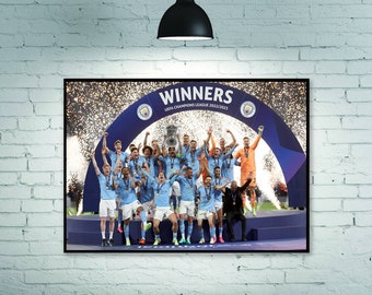 Manchester City Champions of Europe, Manchester City Poster, Manchester City Champions League 2023,room decoration Home Decoration Frameless
